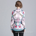 Custom Women Business Office Loose Printed Geometric Blouses